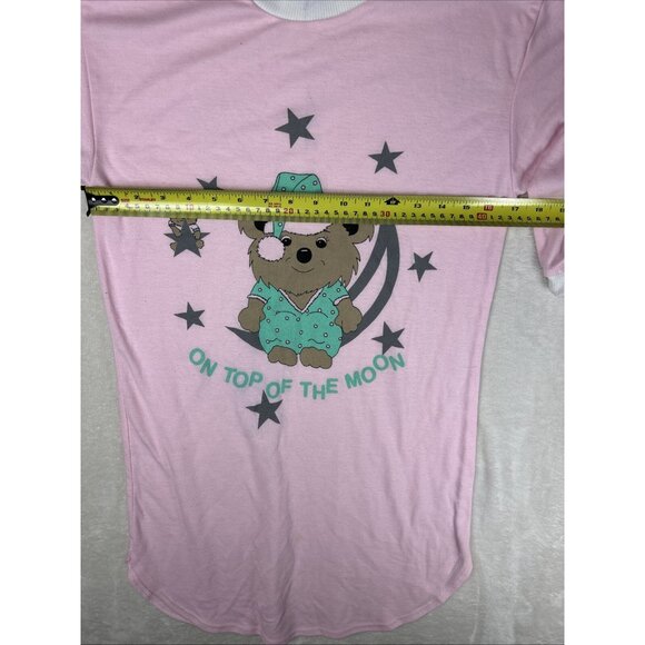 Vintage 80s/90s Girls Sleep Shirt Size 7-8 Bear Moon Pink Long - Picture 5 of 8